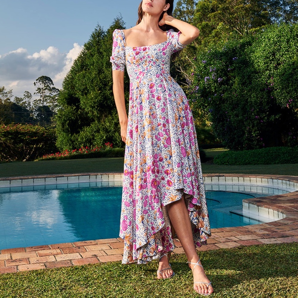 NEW | AGUA BY AGUA BENDITA ETEREO CAPULLO MIDI DRESS Sz: Medium $850